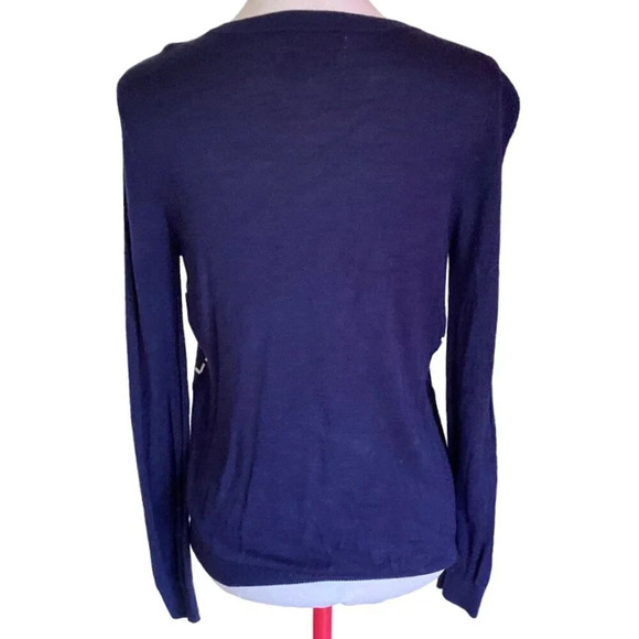 Skies are‎ Blue Women's Pullover Top, Size Small, Blue & White Geometric Knit - Picture 4 of 9